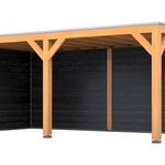 Douglas overkapping, 307 x 583 cm + wanden zwart, Verando, Living